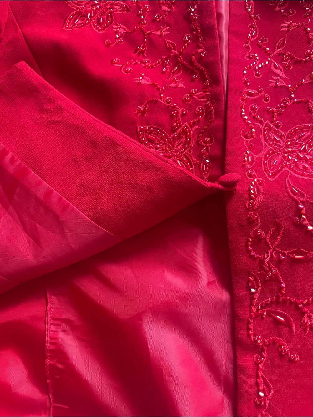 VTG Maxie Klein New York Red Embroidered Women's Lined Beaded Blazer Jacket - Picture 6 of 8